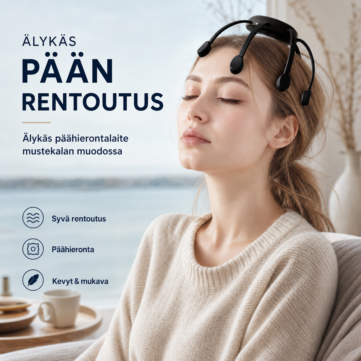 Älykäs päähierontalaite mustekalan muodossa
