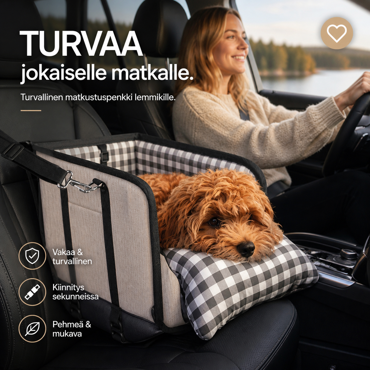 Turvallinen matkustuspenkki lemmikille