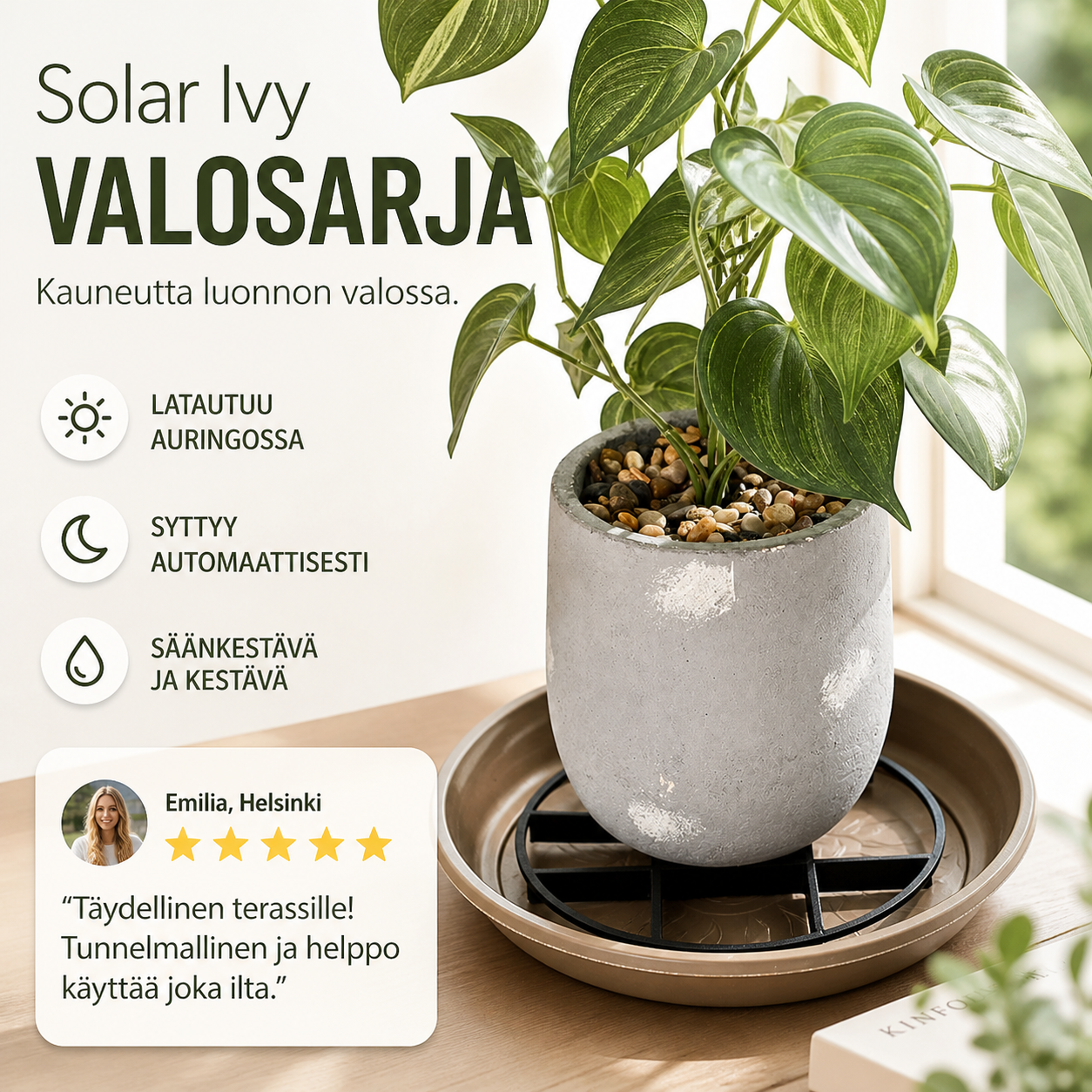 ☀️ Solar Ivy -valosarja – vedenkestävä, 8 valotilaa ja joustava, sopii puutarhan, parvekkeen ja seinien koristeluun