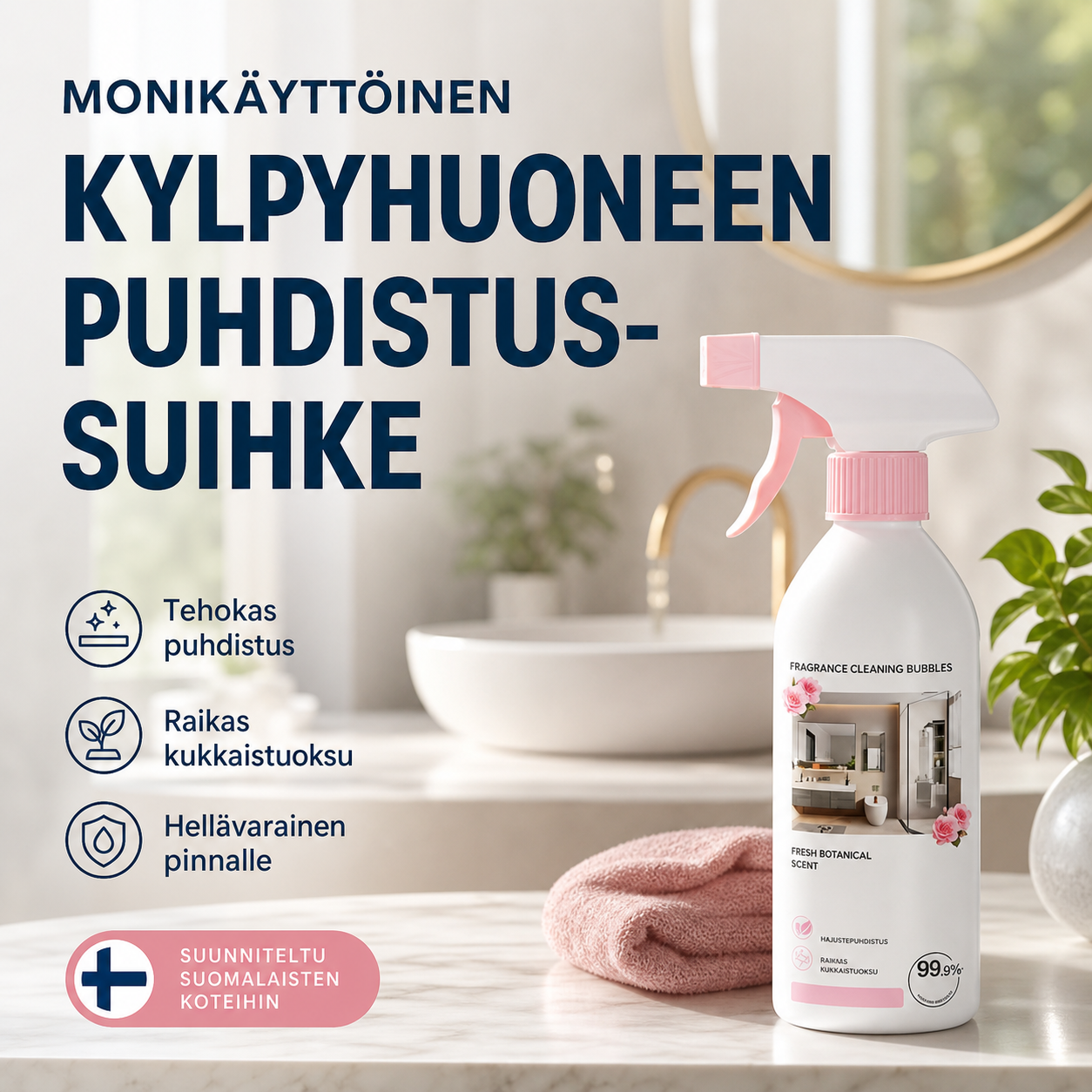 Monikäyttöinen kylpyhuoneen puhdistussuihke
