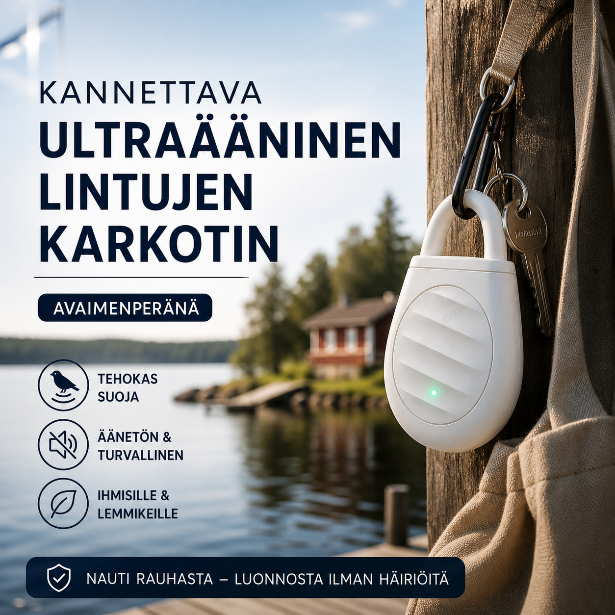 🐦Ei enää ongelmia lintujen, eläinten ja heinäsirkkojen kanssa！Kannettava ultraääninen lintujen karkotin avaimenperänä
