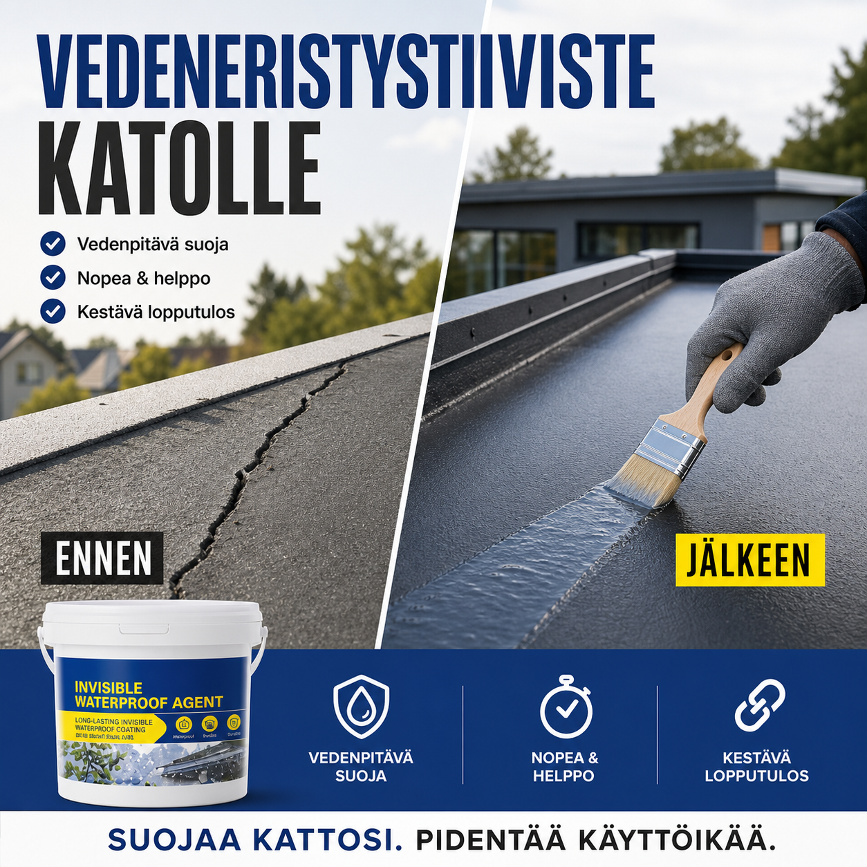 Kirkas ja näkymätön vedeneristystiiviste katolle, seinälle ja tiskialtaalle, 100 g