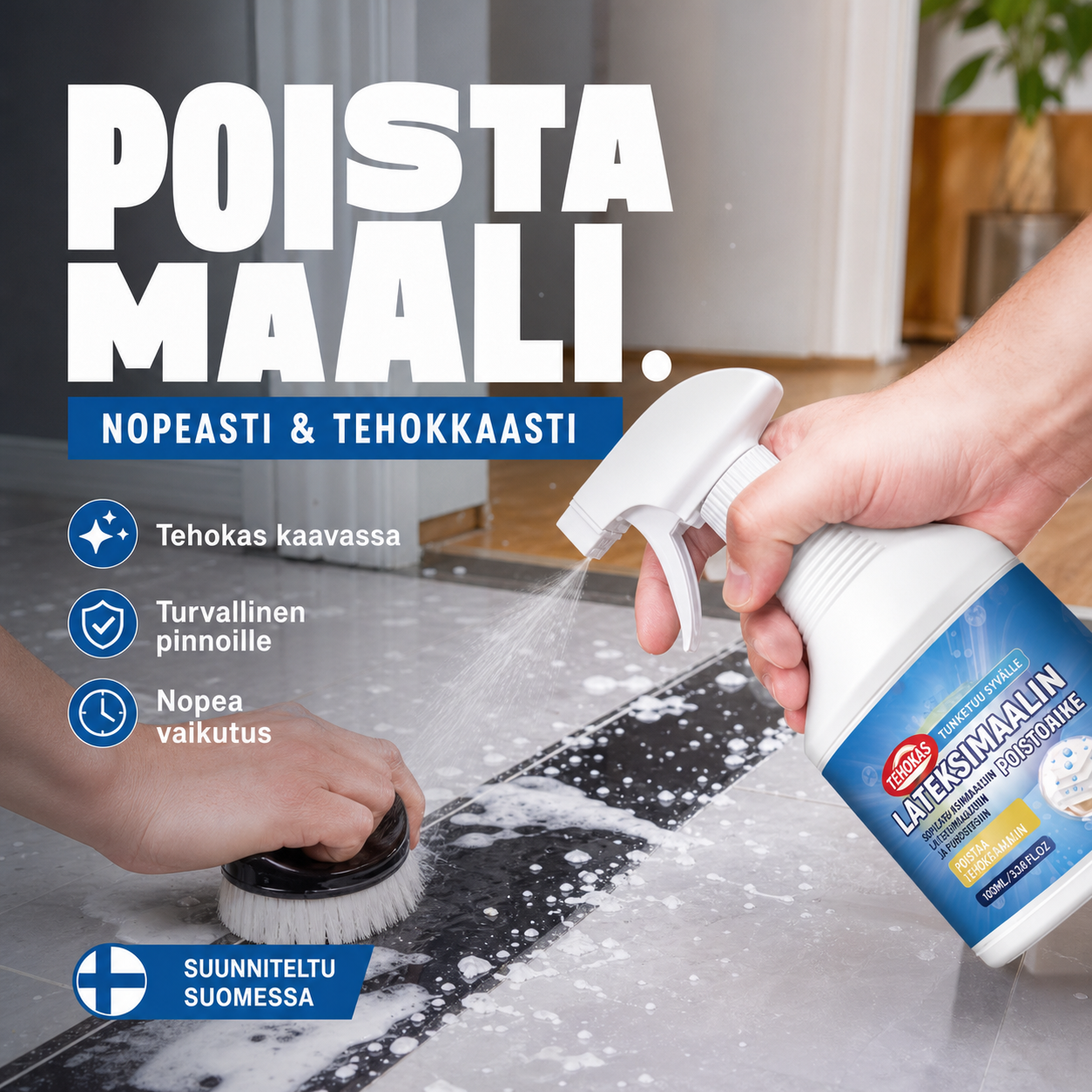 🔥 Lateksimaalinpoistosuihke – Ympäristöystävällinen entsyymikoostumus tarkalla suihkutoiminnolla – Ihanteellinen puun, metallin, muovin ja useiden pintojen puhdistukseen 🎨🧽