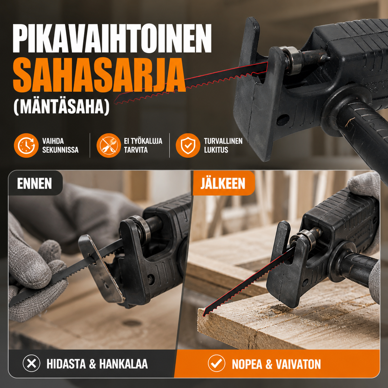 Pikavaihtoinen mäntäsahasarja – nopea ja tehokas leikkaamiseen!