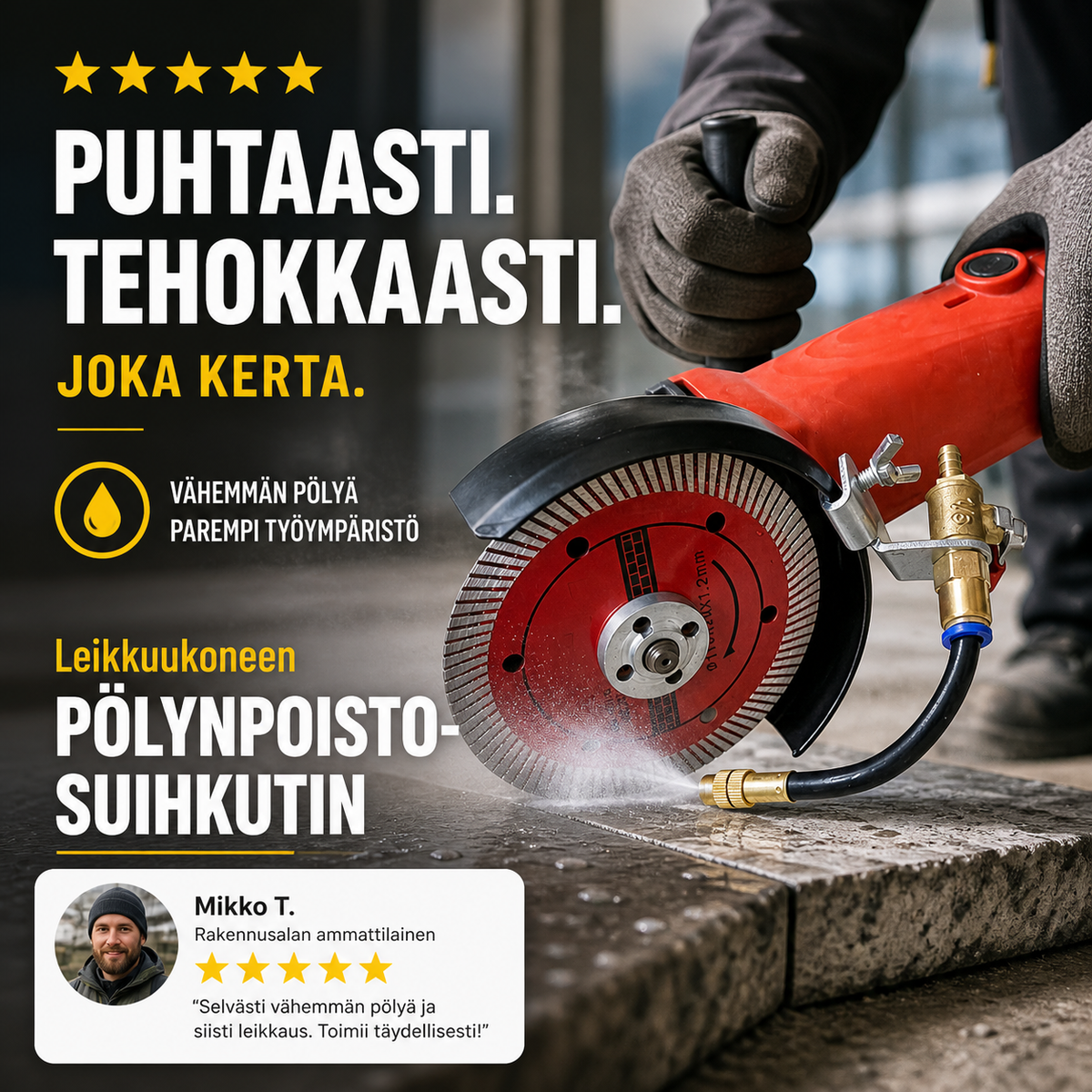 Leikkuukoneen pölynpoistosuihkutin
