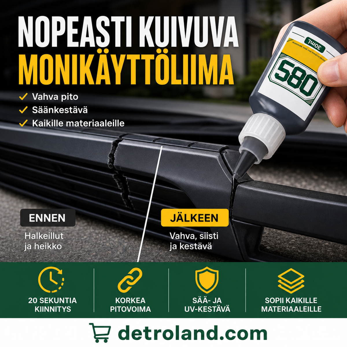 Nopeasti kuivuva monikäyttöliima