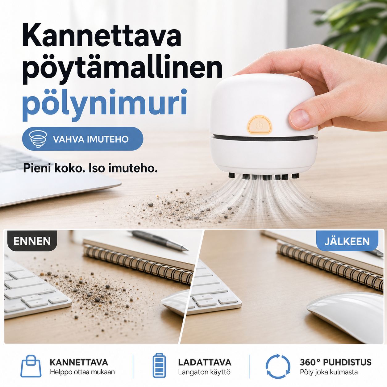 Kannettava pöytämallinen pölynimuri