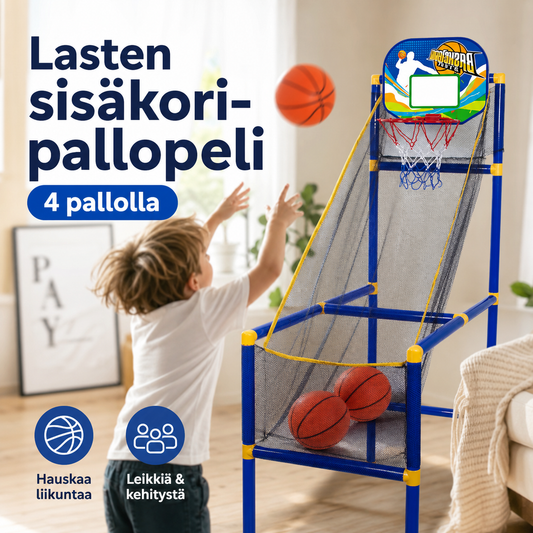 ⏰ -50% ALENNUS NYT! ⛹️ Nopea toimitus 🚚💨 Lasten sisäkori-pallopeli 4 pallolla 🏀