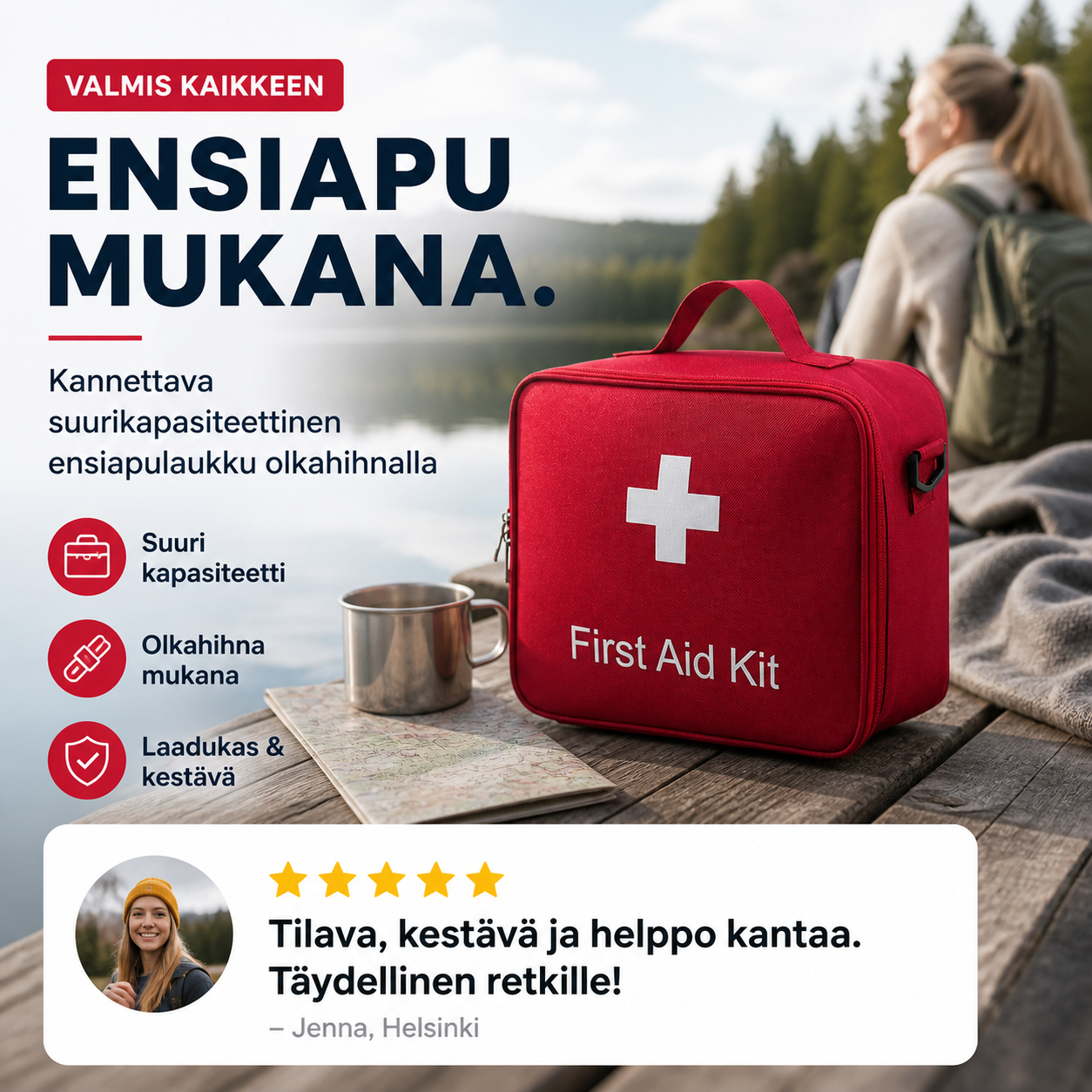 Kannettava suurikapasiteettinen ensiapulaukku olkahihnalla