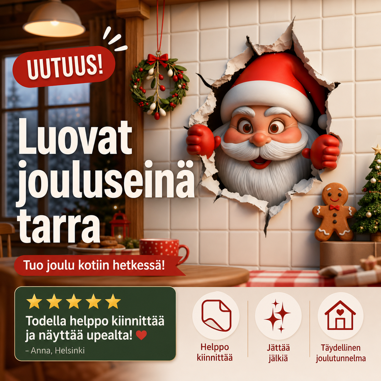 🎄Joulumyynti 50 % alennus🎅Luovat jouluseinä tarra