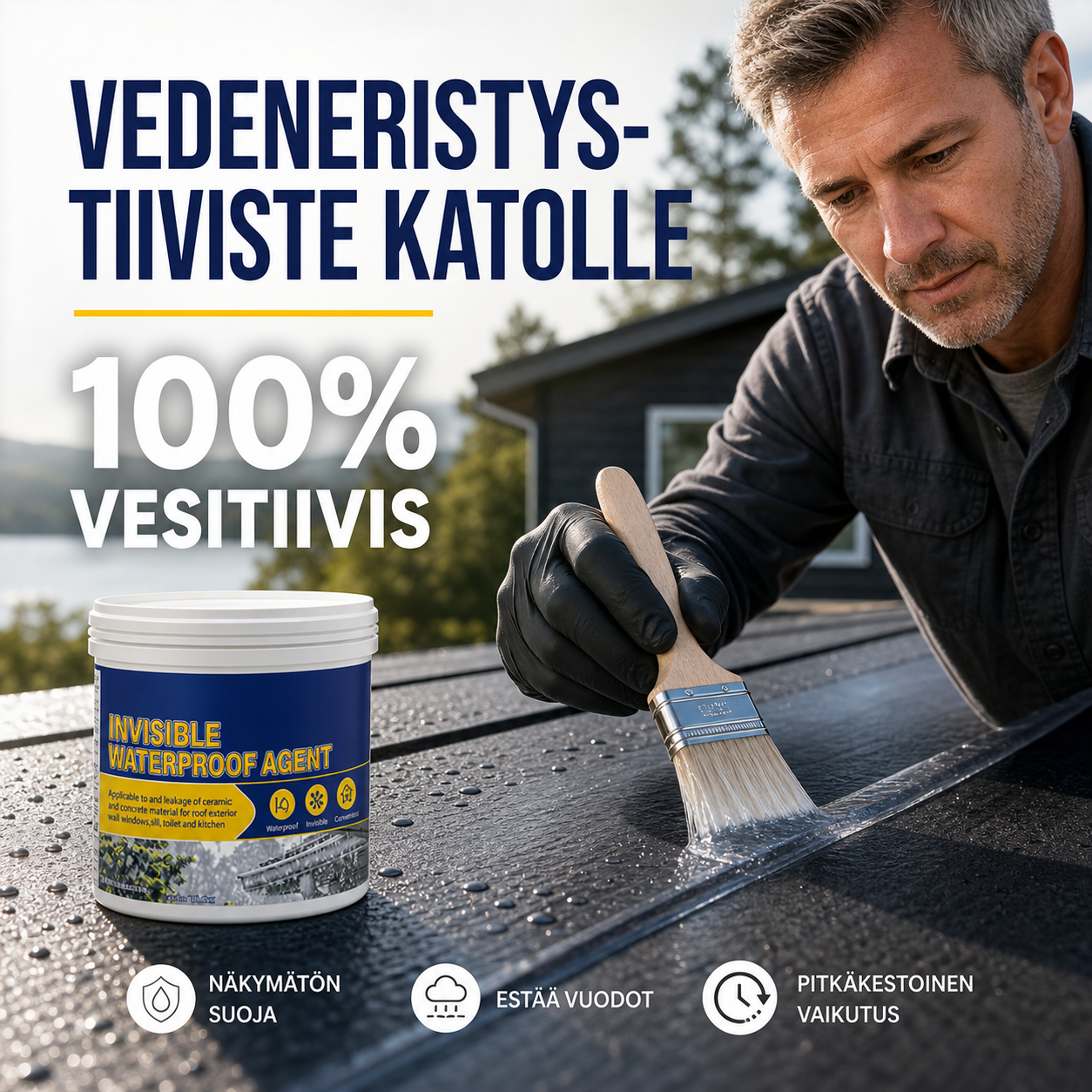 Kirkas ja näkymätön vedeneristystiiviste katolle, seinälle ja tiskialtaalle, 100 g