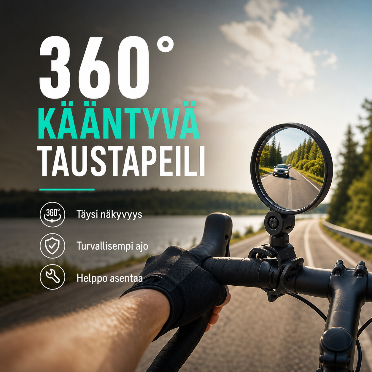 ⏳Rajoitetun ajan -50%⏰360 astetta kääntyvä taustapeili🚴‍♂️🔎
