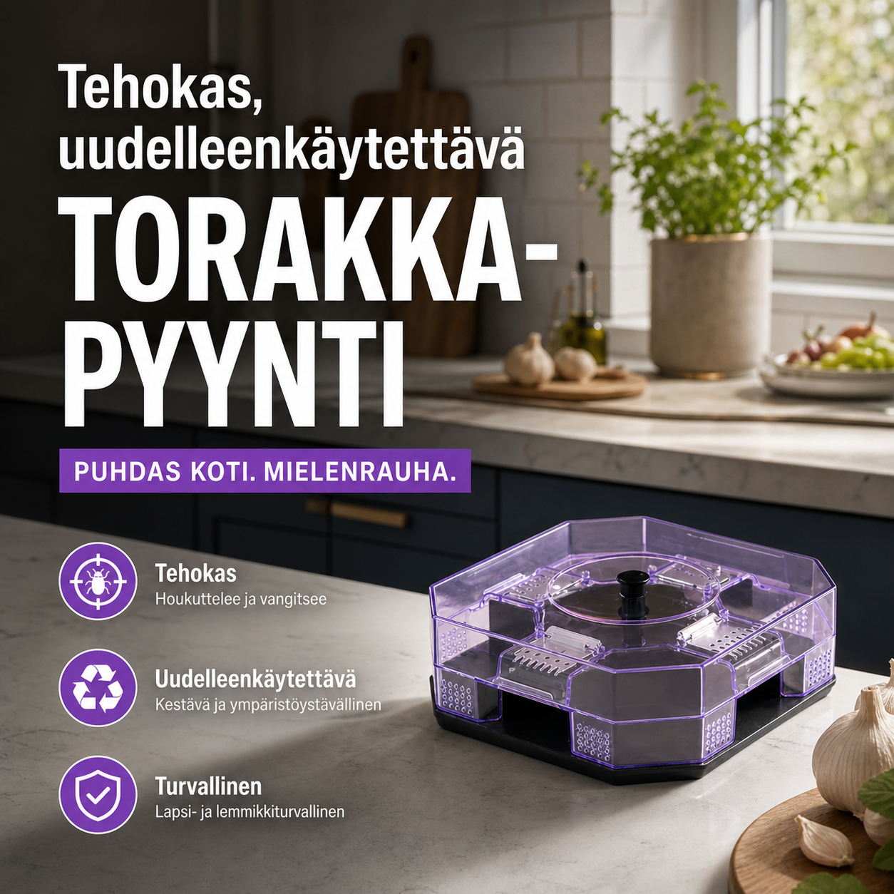 Tehokas, uudelleenkäytettävä torakkapyynti