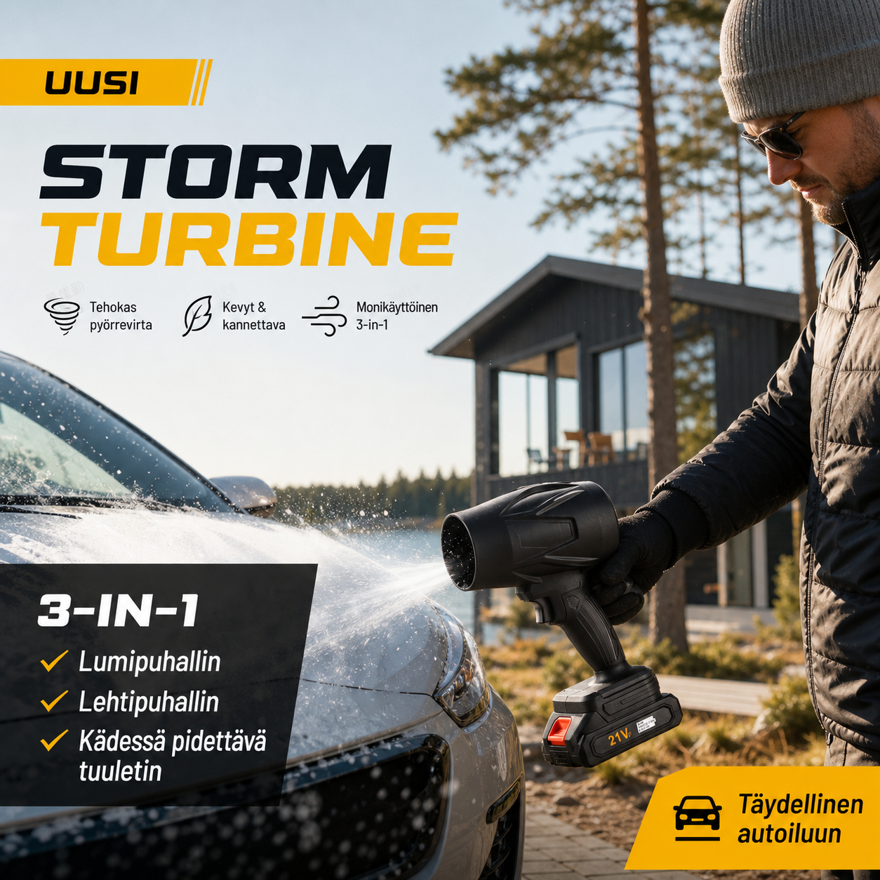 ✨Uusi Storm Turbine -lumipuhallin, lehtipuhallin ja kädessä pidettävä tuuletin 🚗💨