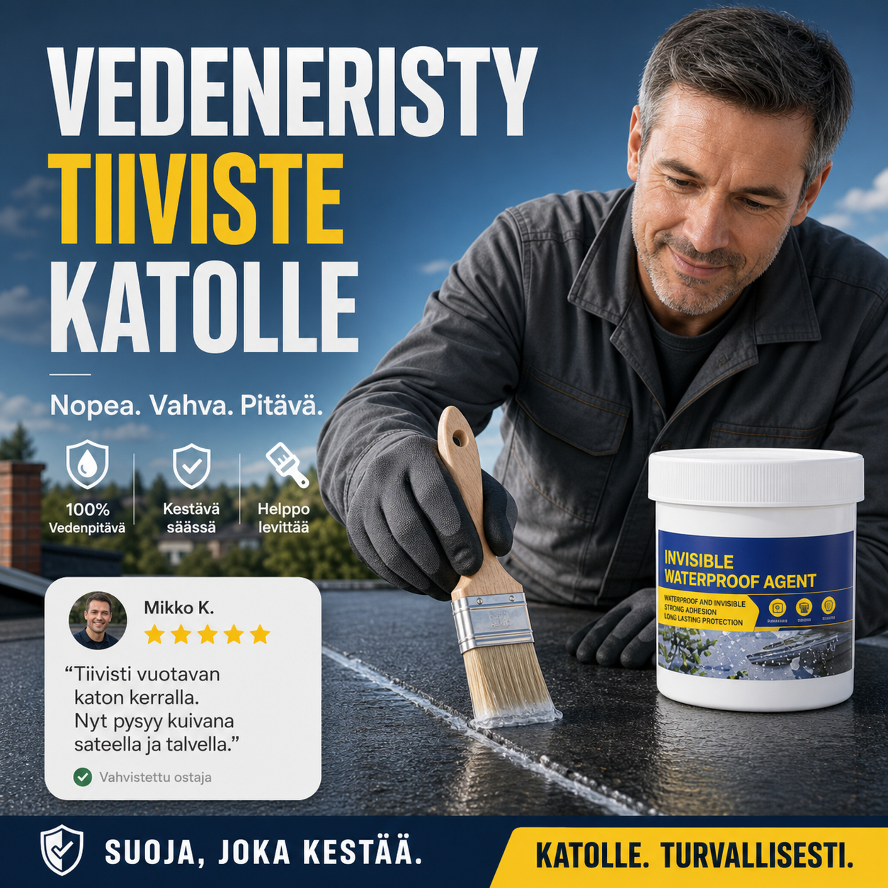 Kirkas ja näkymätön vedeneristystiiviste katolle, seinälle ja tiskialtaalle, 100 g