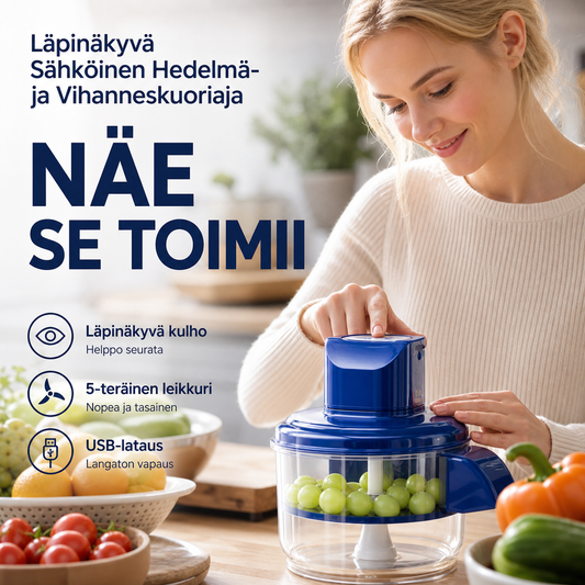 ⏳ Rajallinen aika -50% alennus⏰ Läpinäkyvä Sähköinen Hedelmä- ja Vihanneskuoriaja🍇🧄🥔