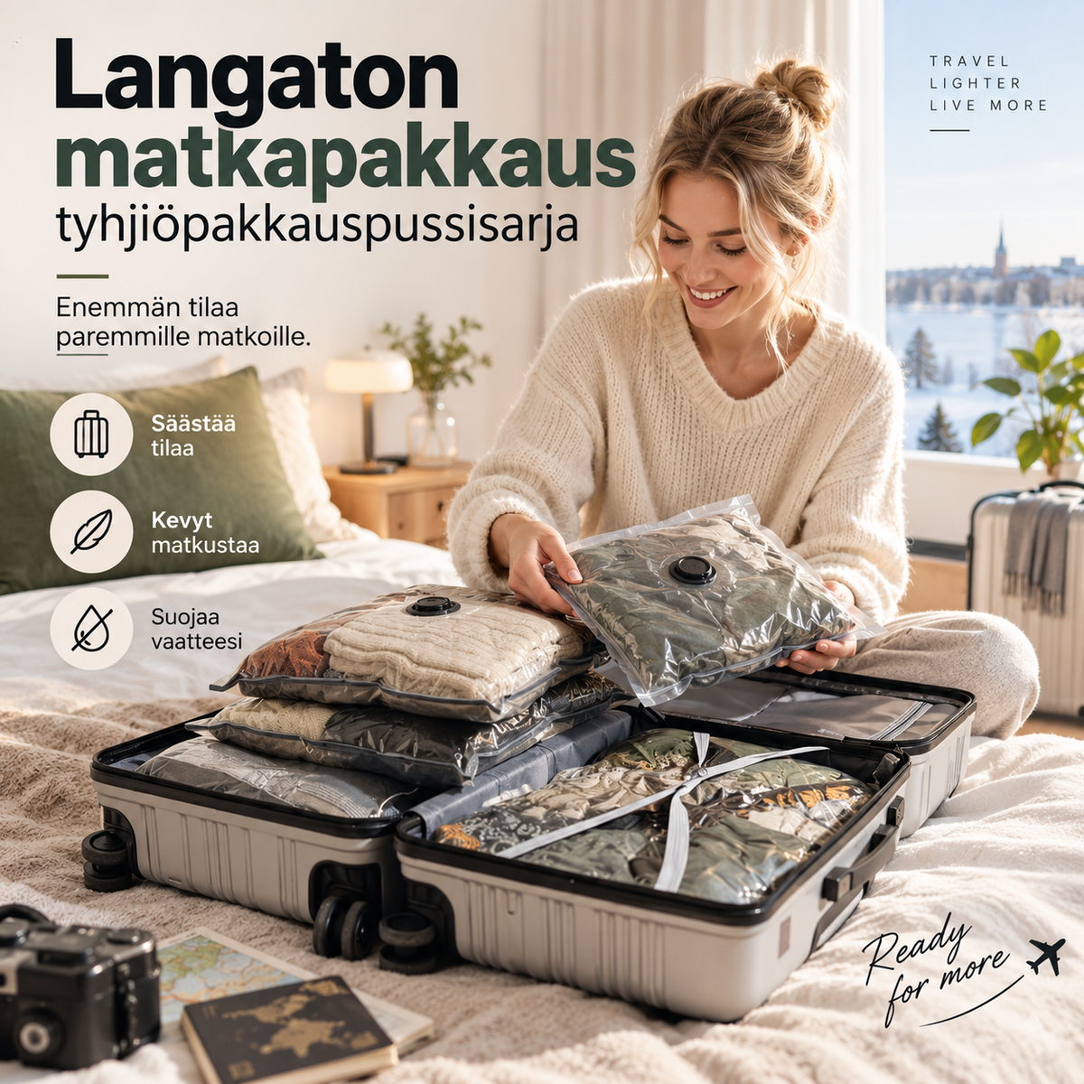 Langaton matkapakkaus tyhjiöpakkauspussisarja
