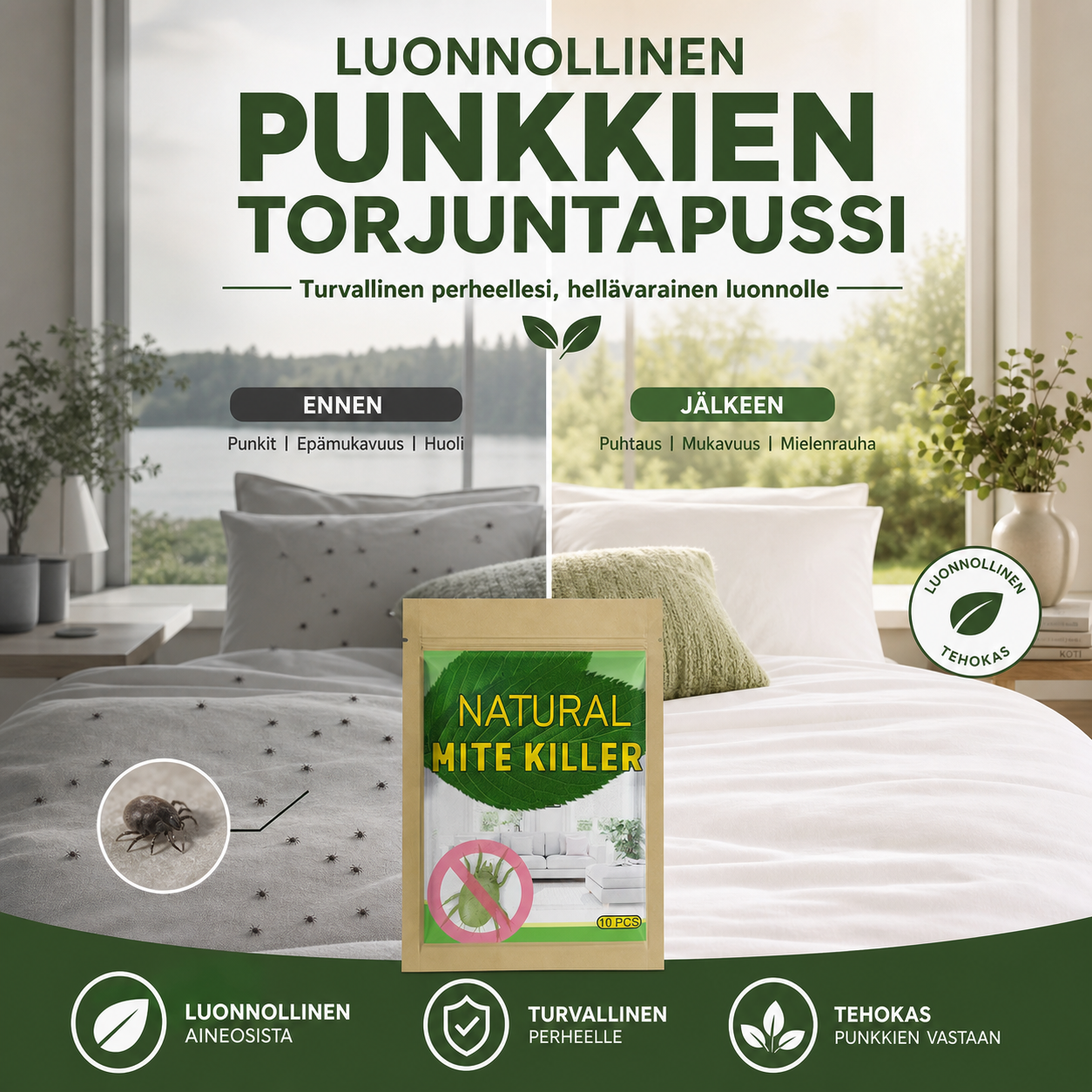 Luonnollinen punkkien torjuntapussi