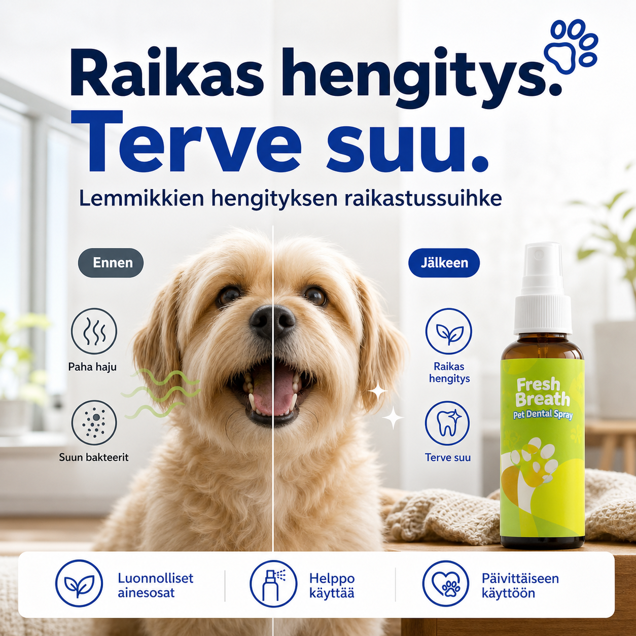 Lemmikkien hengityksen raikastussuihke