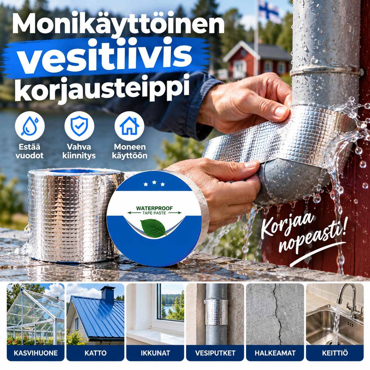 🎉 Monikäyttöinen vesitiivis korjausteippi