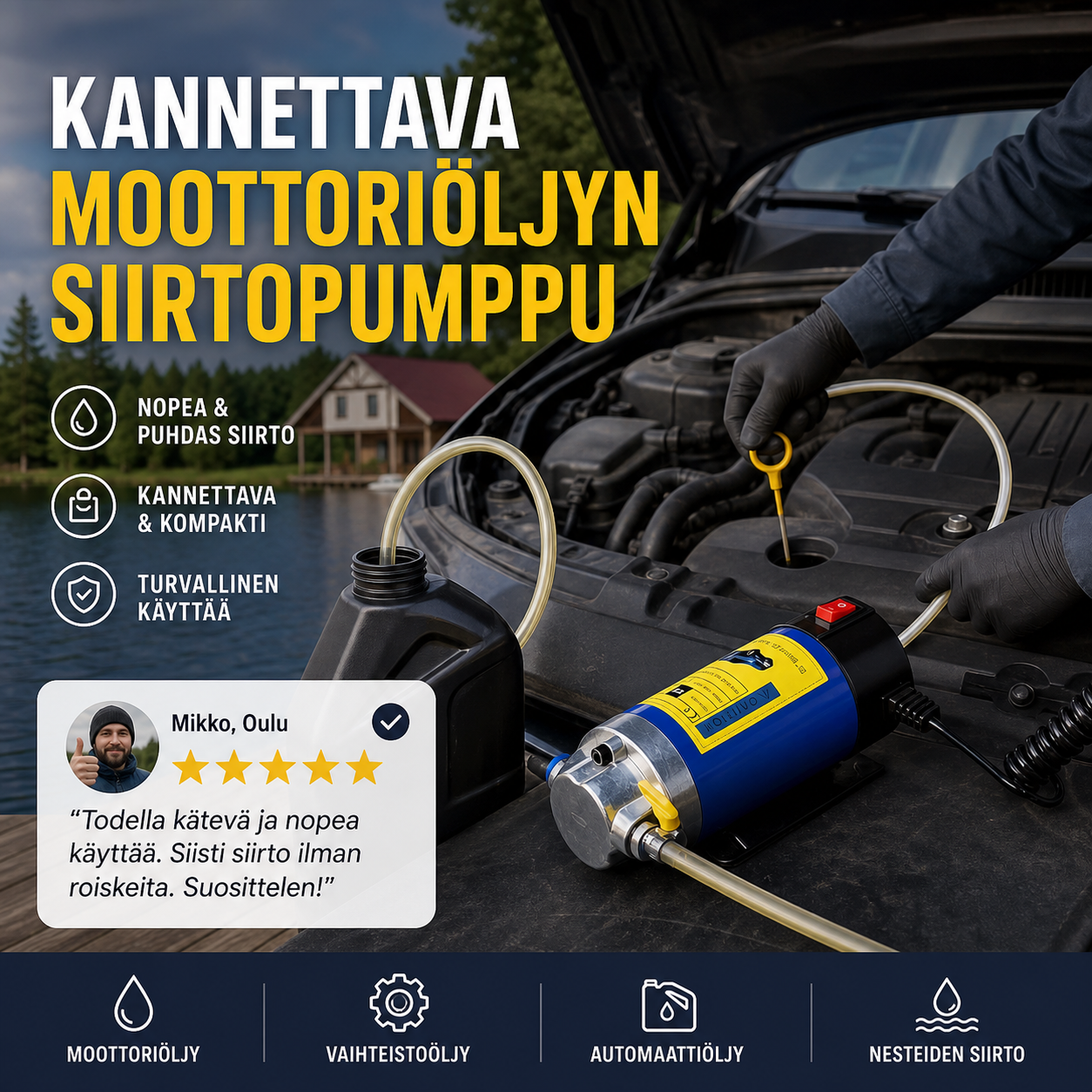 📢📢 50% ALENNUS !! ⏰ Kannettava moottoriöljyn siirtopumppu