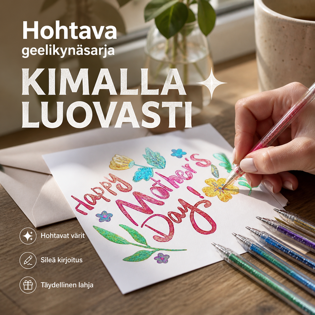 🌲Aikainen joulutarjous – 50% ALENNUS! 🎁 Hohtava geelikynäsarja – loistaa ja koristaa jokaisen kortin ja piirroksen!