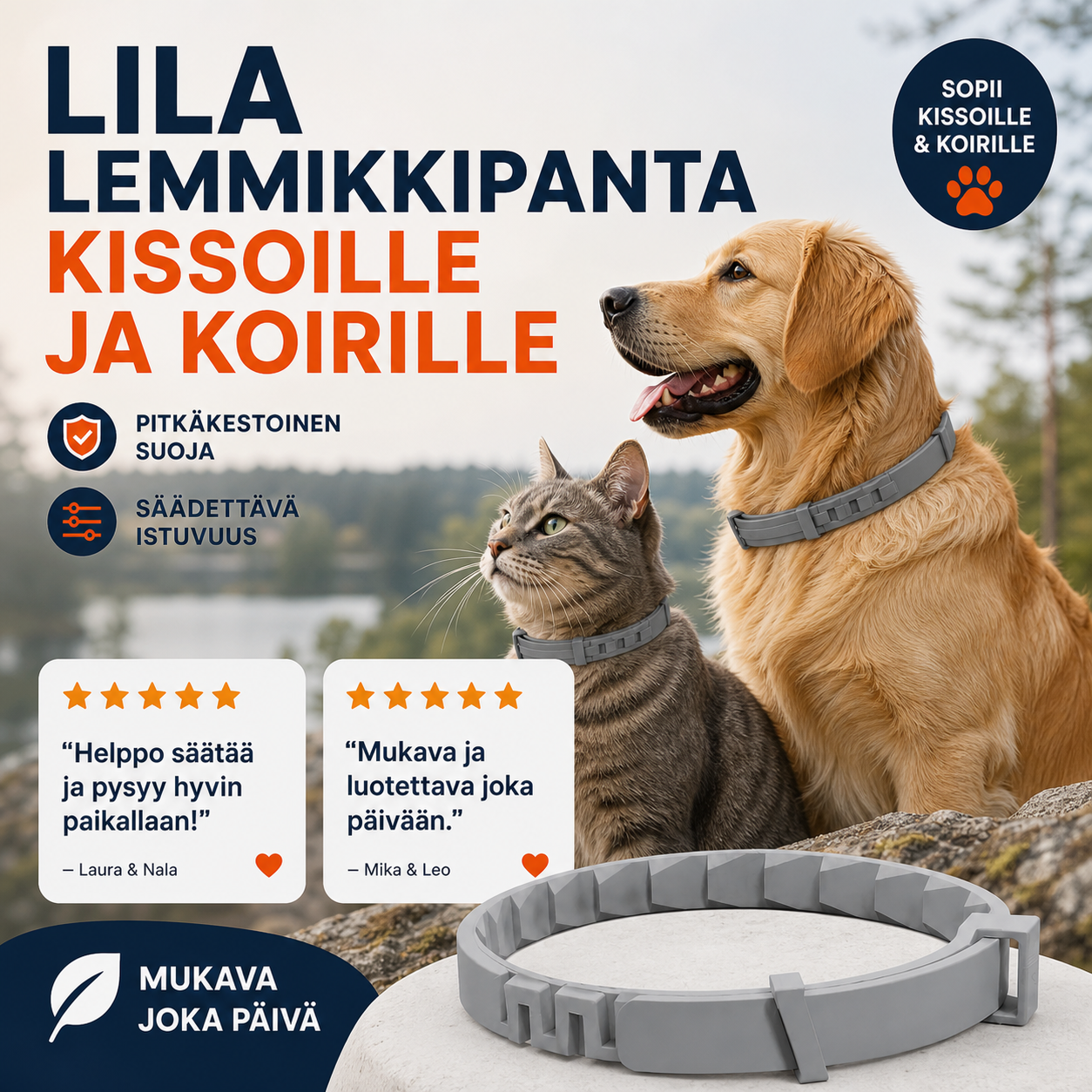 ⏰ 50 % alennus rajoitetun ajan – nopeimmat ehtivät! Lila lemmikkipanta kissoille ja koirille 🐾