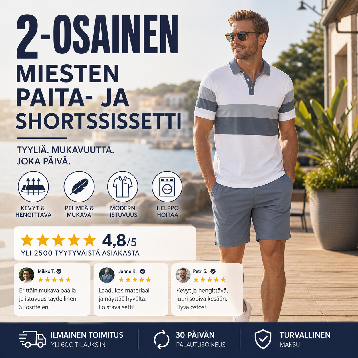 👕 TARJOUS -50%! 💥 2-osainen miesten paita- ja shortssisetti, digipainettu – hengittävä premium-kangas, urheilullinen leikkaus, rypistymätön · 5 väriä · S–6XL ✨ Osta 2 kpl = ilmainen toimitus.