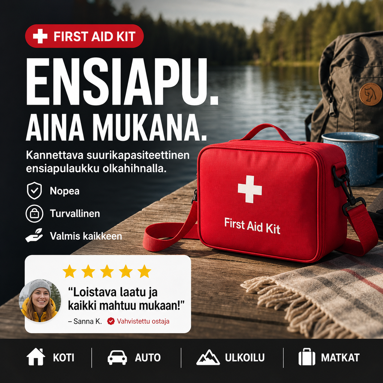 Kannettava suurikapasiteettinen ensiapulaukku olkahihnalla