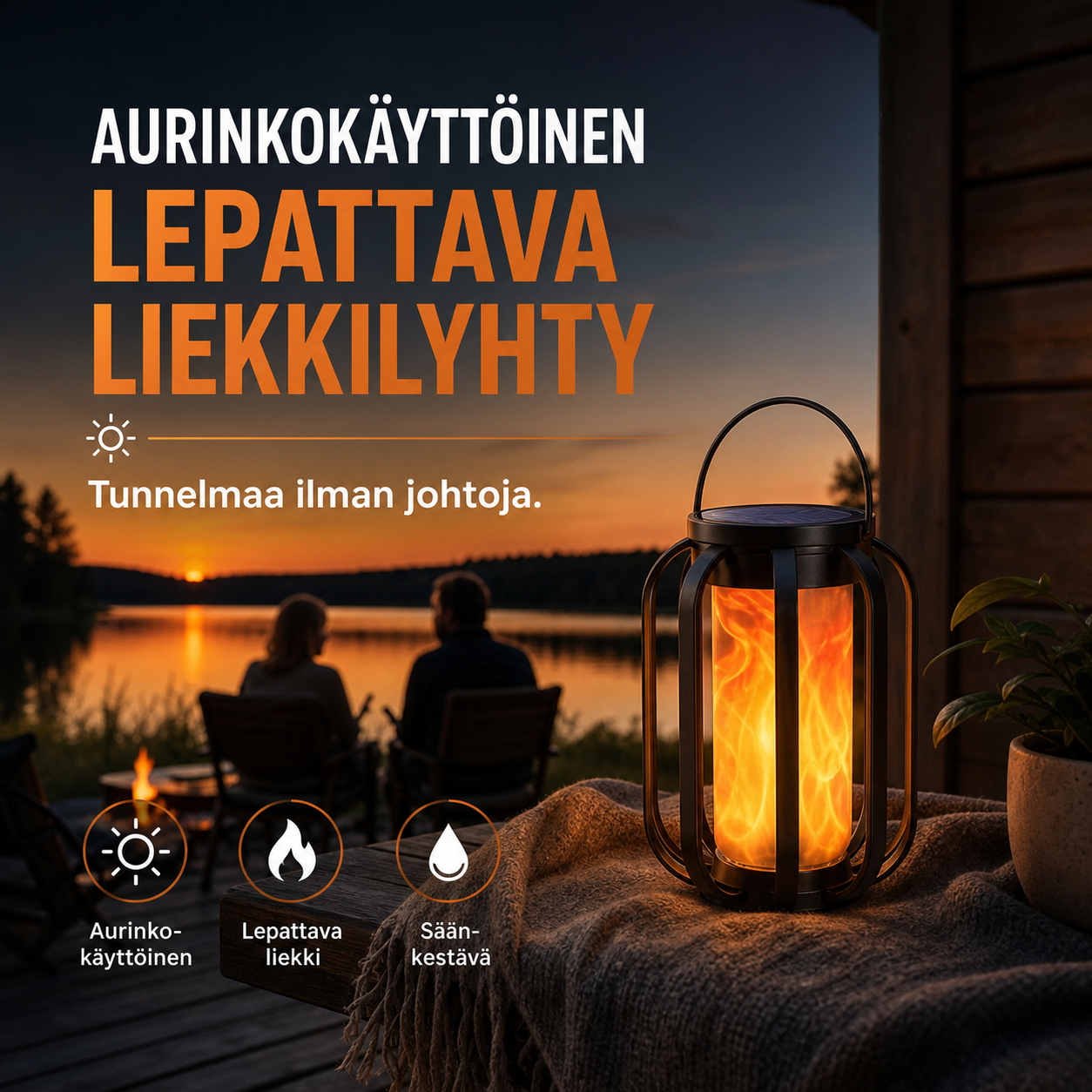 🏮 RAJOITETUN AJAN -50%! ☀️ Aurinkokäyttöinen lepattava liekkilyhty – Vedenkestävä ja automaattisesti syttyvä – Realistinen lämmin hehku, täydellinen terasseille, puutarhoihin tai poluille – ei johdotusta 🌙