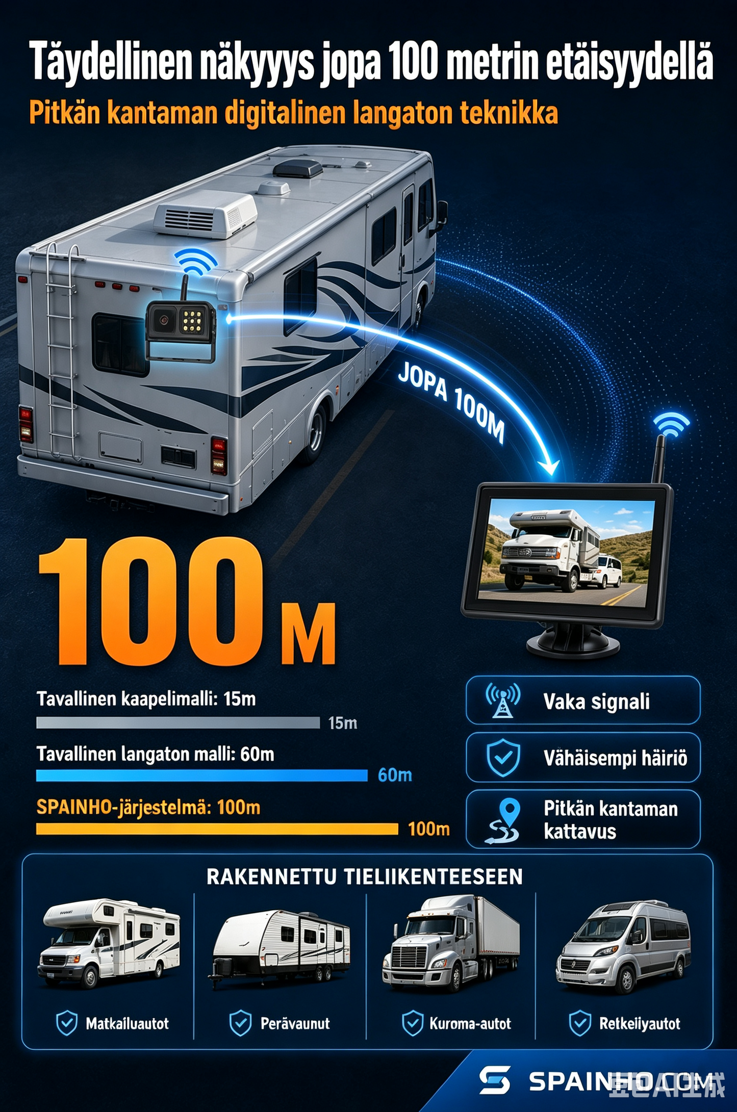 🔥🎁 UUSI 60% ALENNUS 🔥 Langaton peruutuskamerajärjestelmä 1080p HD -laadulla