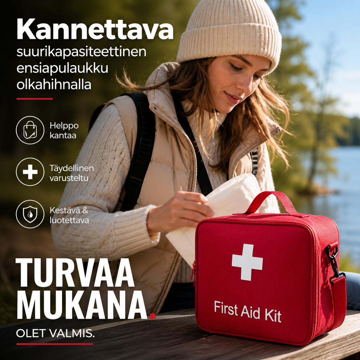Kannettava suurikapasiteettinen ensiapulaukku olkahihnalla