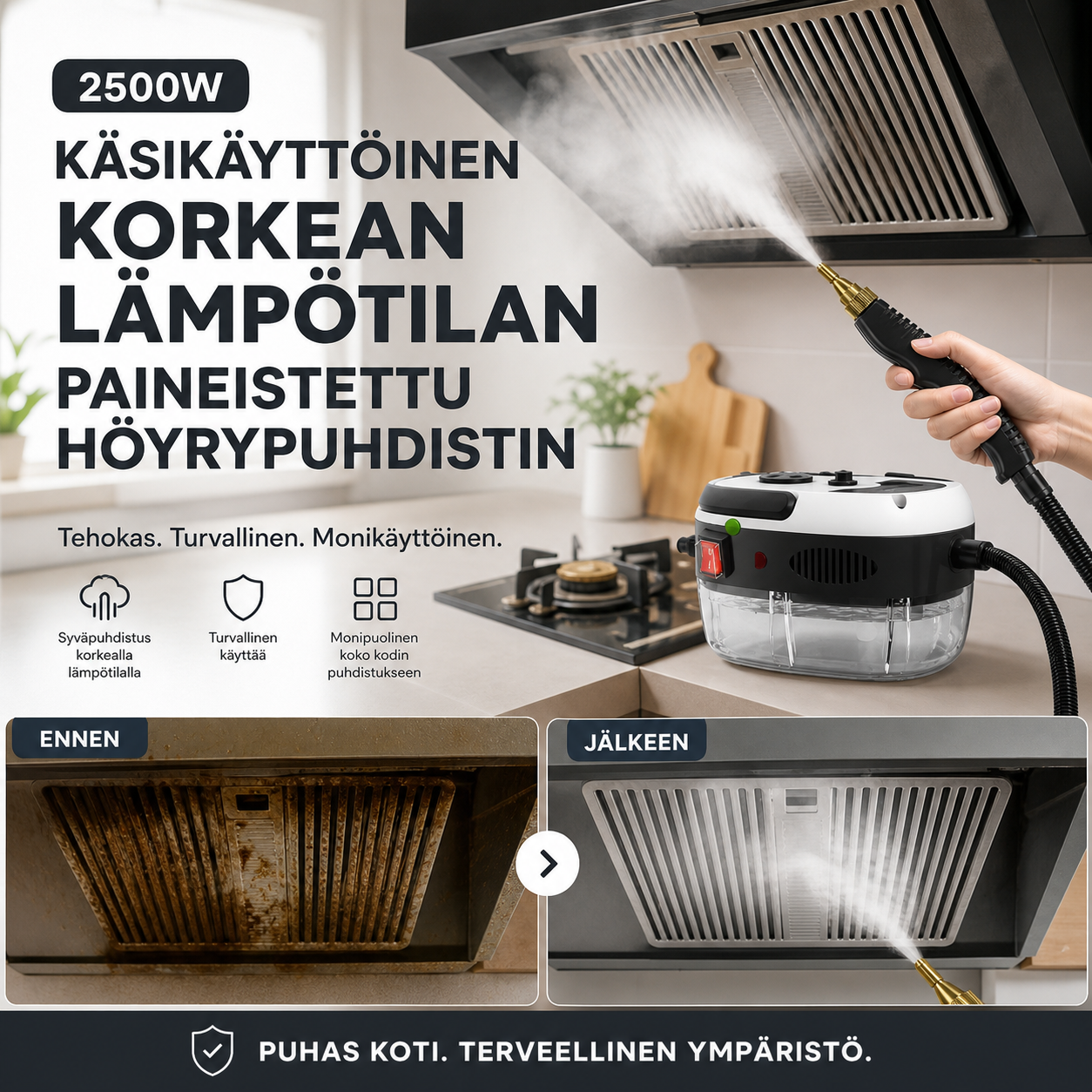📢Rajoitettu aika 65% alennus🔥2500W käsikäyttöinen korkean lämpötilan paineistettu höyrypuhdistin