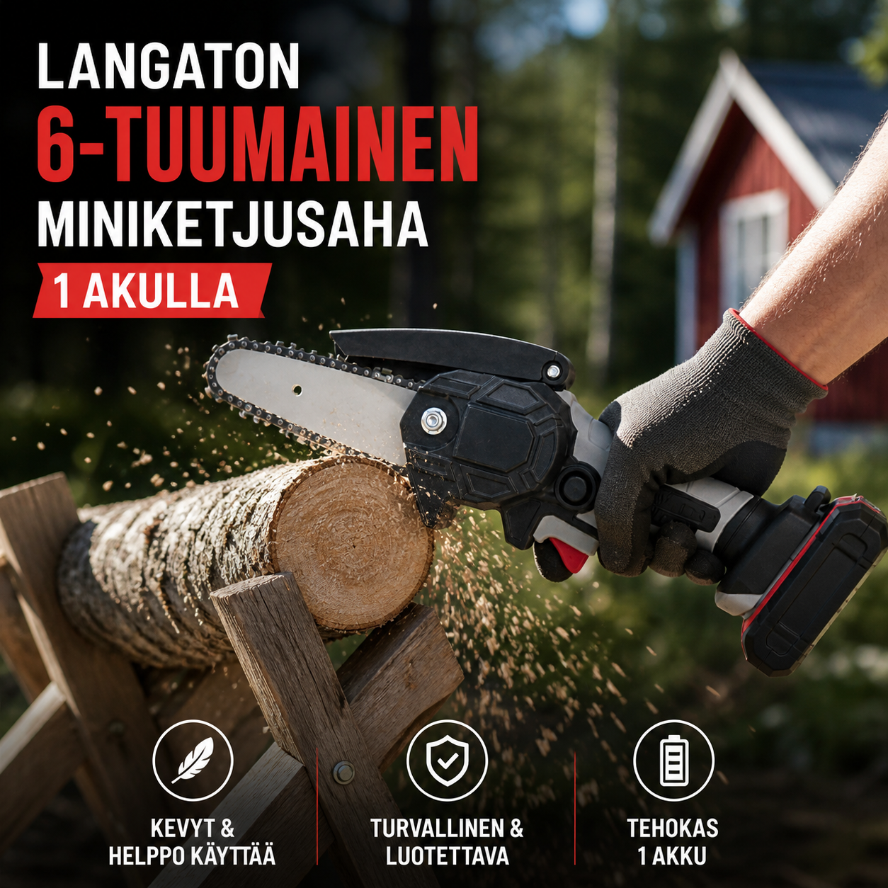 ⚡60 % alennus nyt! 🌳Langaton 6-tuumainen miniketjusaha 2 akulla🌲