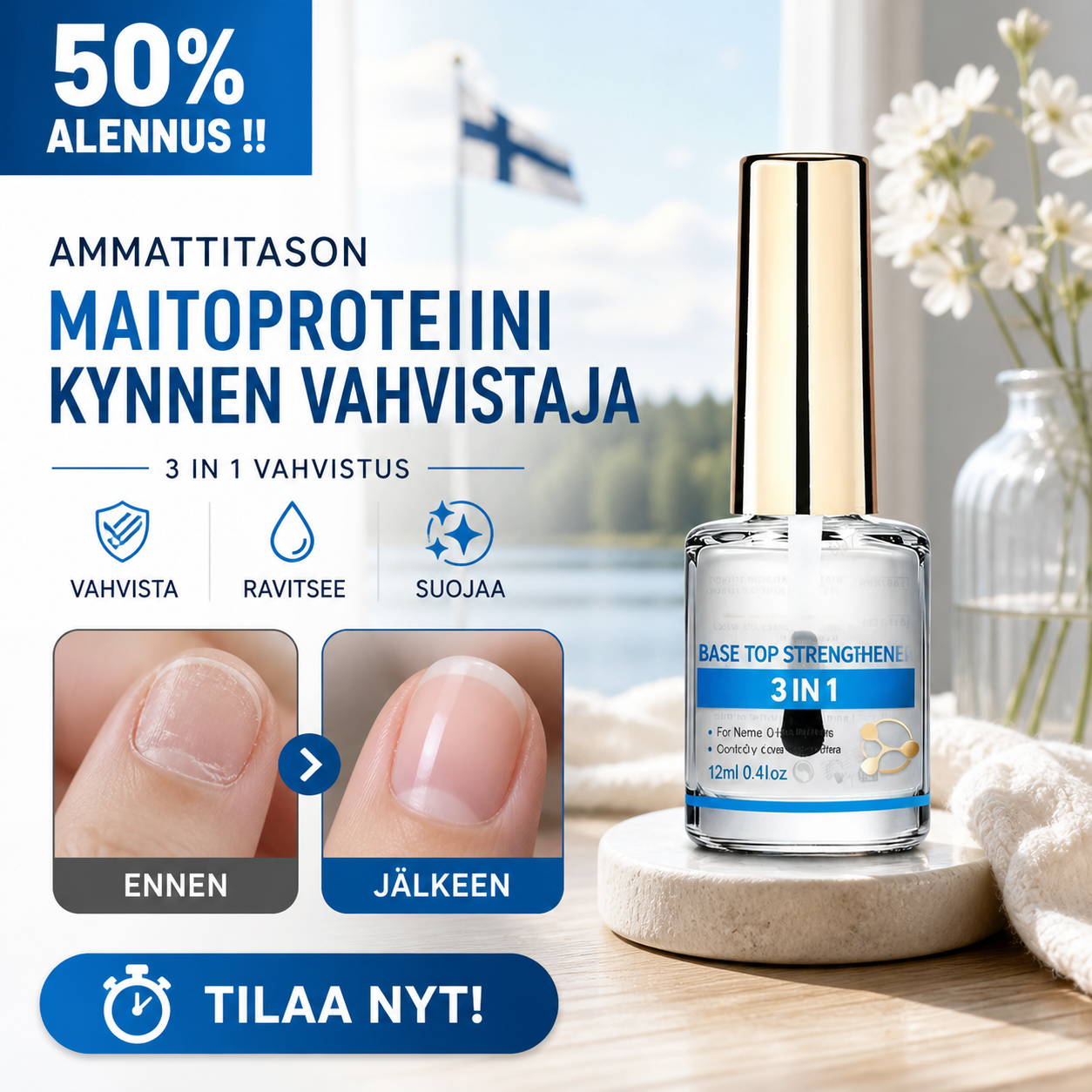 🔥Osta 2 saat 1 ilmaiseksi 🔥⏰ Ammattitason maitoproteiini kynnen vahvistaja