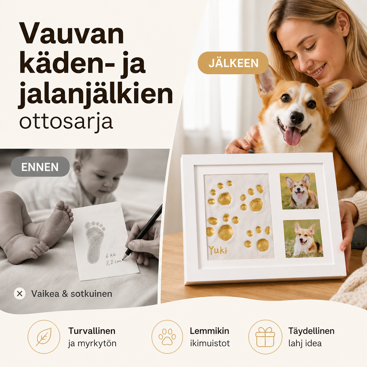 Vauvan käden- ja jalanjälkien ottosarja