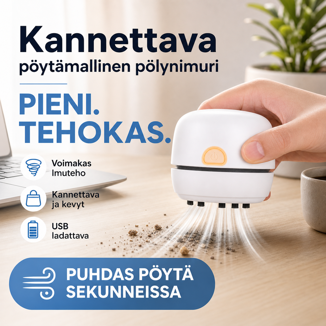 Kannettava pöytämallinen pölynimuri