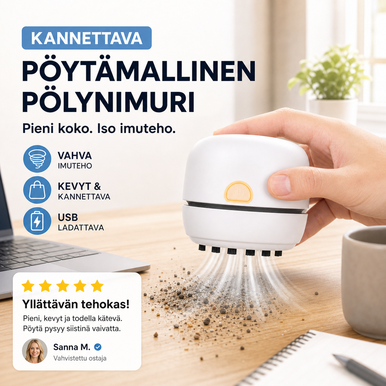 Kannettava pöytämallinen pölynimuri