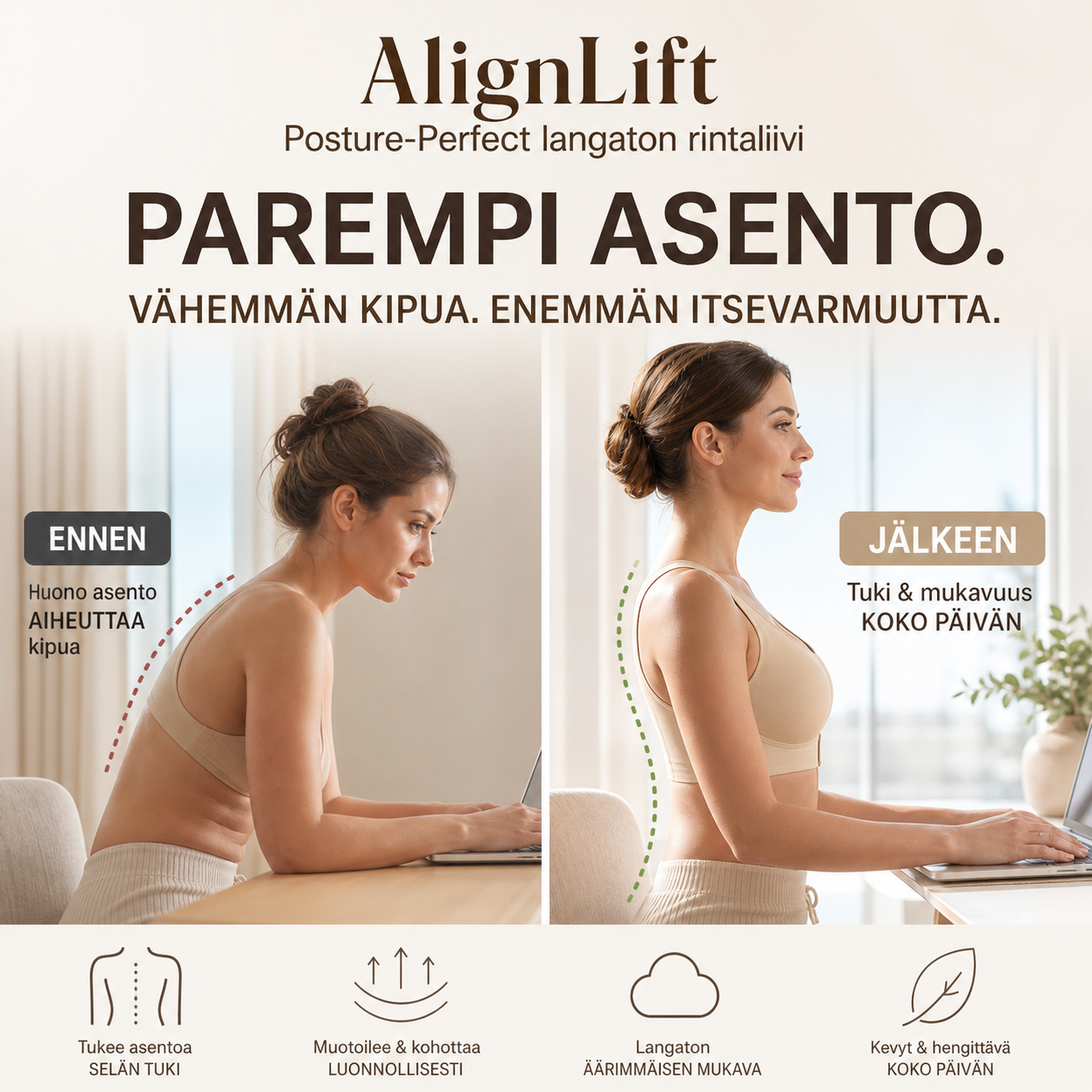 💐AlignLift Posture-Perfect langaton rintaliivi – mukavuutta koko päiväksi, hengittävä ja kesävalmis 💕