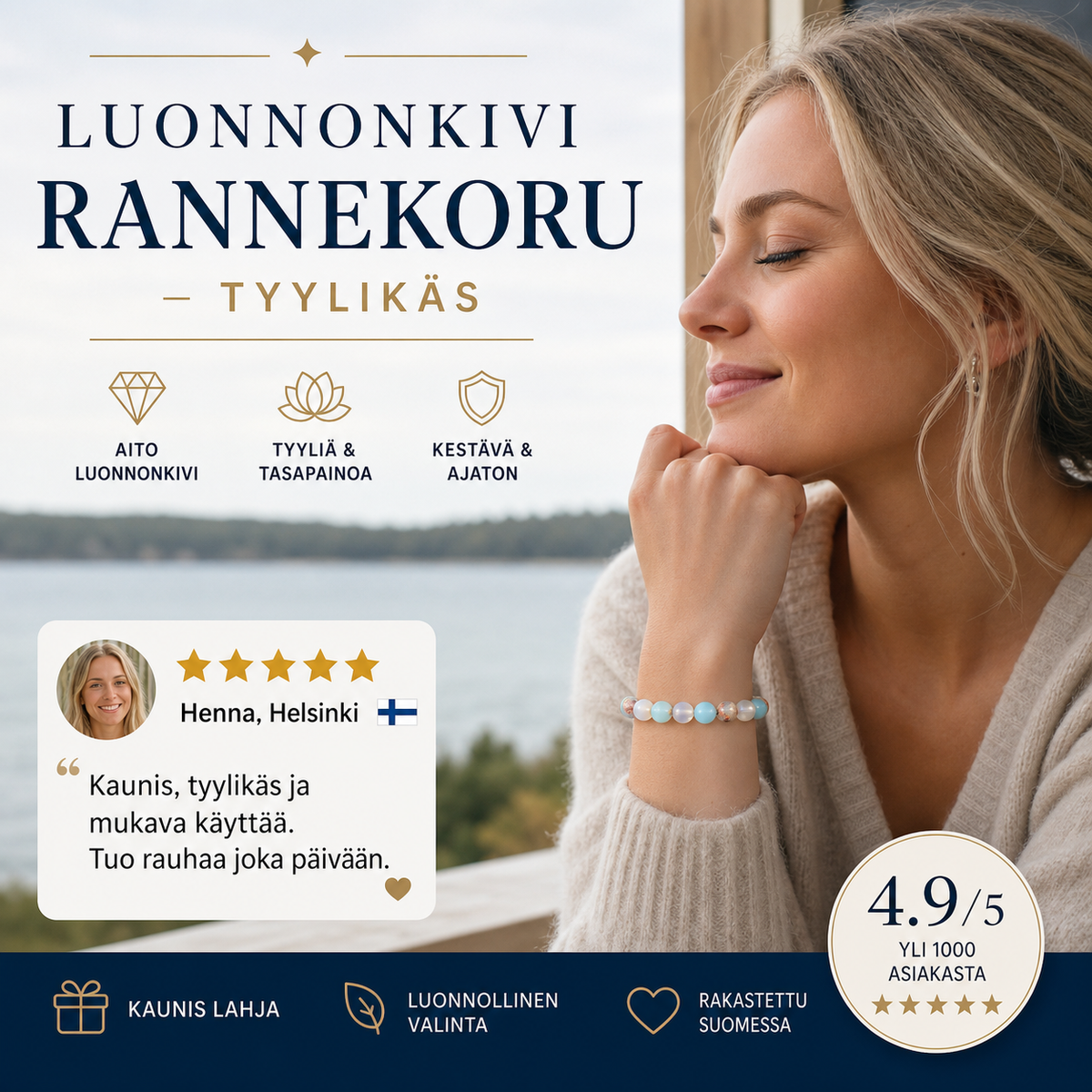 ⏳Ajallisesti rajoitettu erikoistarjous⏰Luonnonkivistä valmistettu rannekoru – tyylikäs 📿