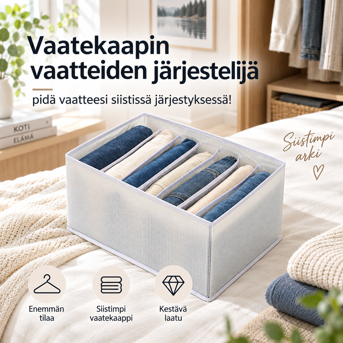 🔥2022 Uusi päivitetty versio🔥Vaatekaapin vaatteiden järjestelijä – pidä vaatteesi siistissä järjestyksessä!