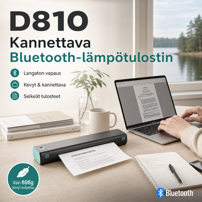 🖨️ D810 Kannettava Bluetooth-lämpötulostin – Täydellinen tatuointistudioille, toimistoille ja liikkuvaan tulostukseen 🔥📱