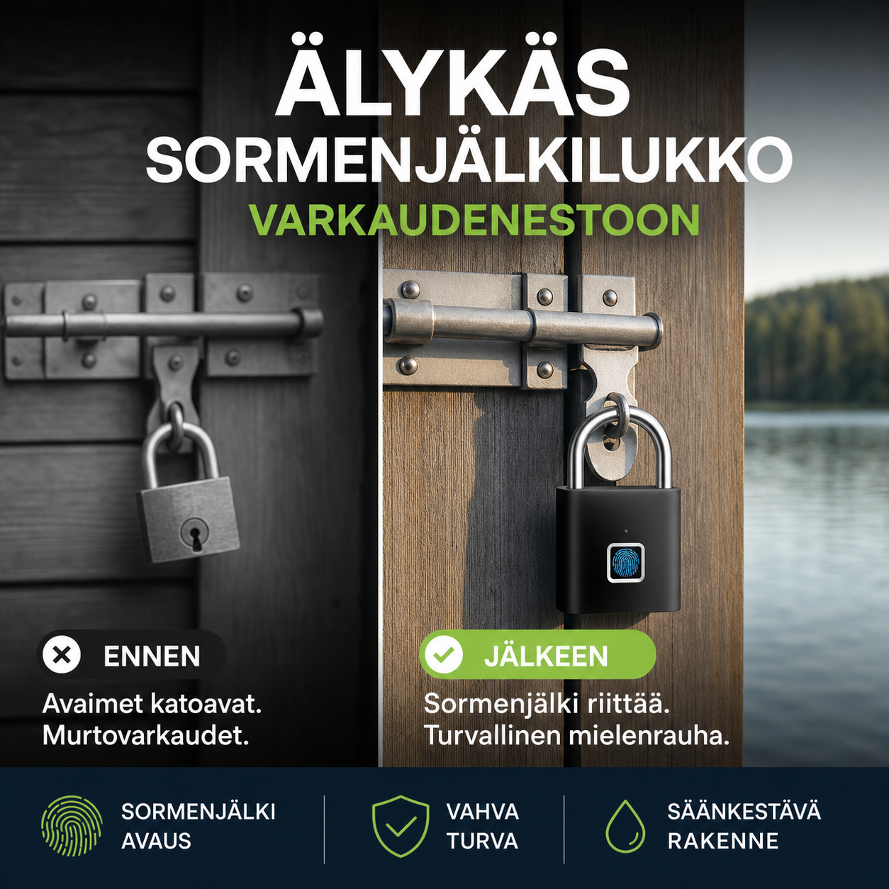 Älykäs sormenjälkilukko varkaudenestoon