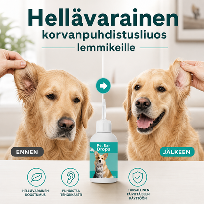 Hellävarainen korvanpuhdistusliuos lemmikeille