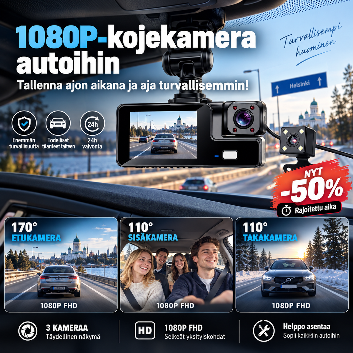 1080P-kojekamera autoihin – tallenna ajon aikana ja aja turvallisemmin!