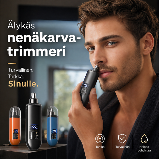 🔥 50 % ALENNUS! ✨ Älykäs nenäkarvatrimmeri – kivuton leikkaus, IPX7-luokan vedenkestävyys, pikalataus USB-C-liitännän kautta, LED-näyttö ✂️⚡