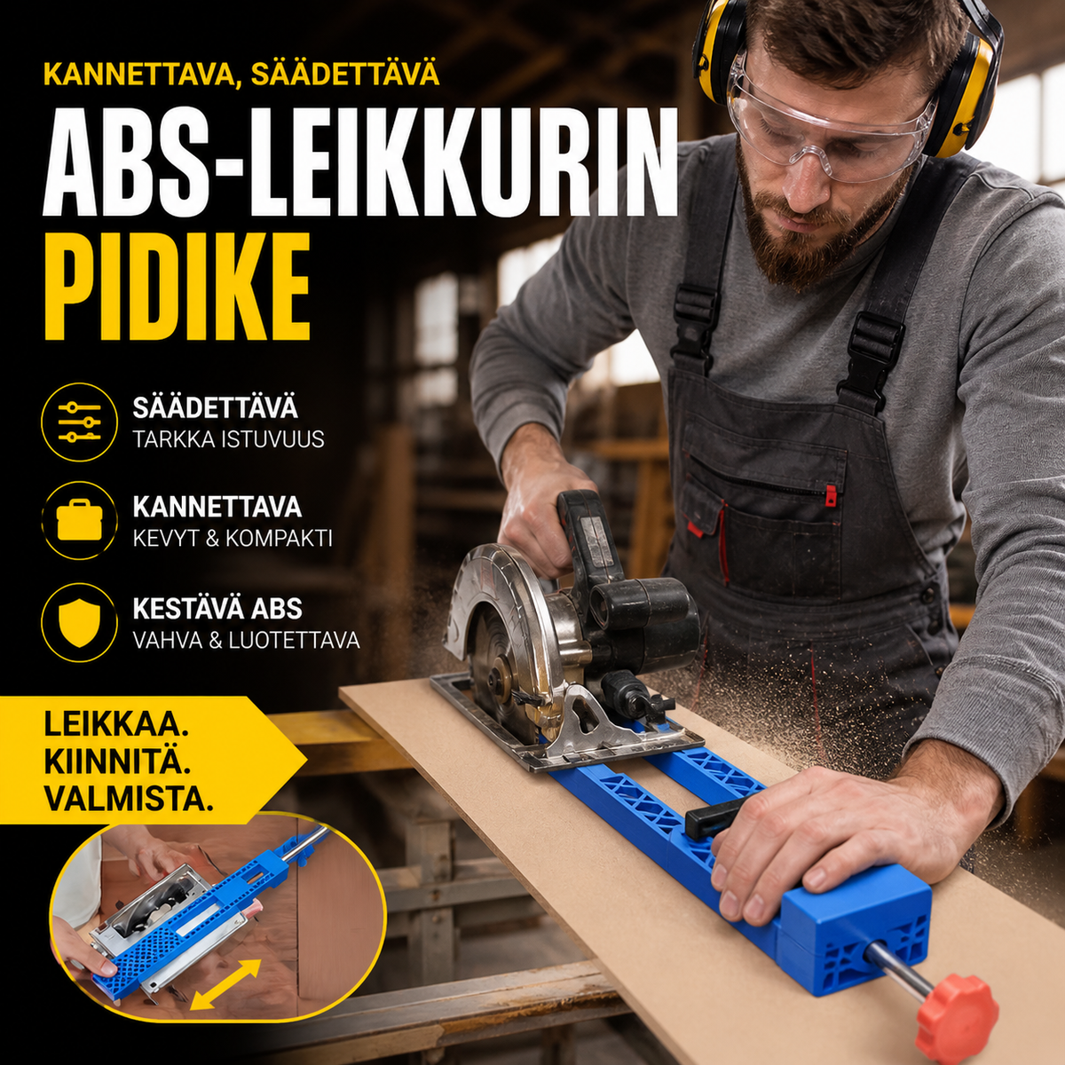 Kannettava, säädettävä ABS-leikkurin pidike