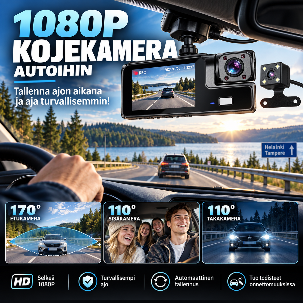 1080P-kojekamera autoihin – tallenna ajon aikana ja aja turvallisemmin!