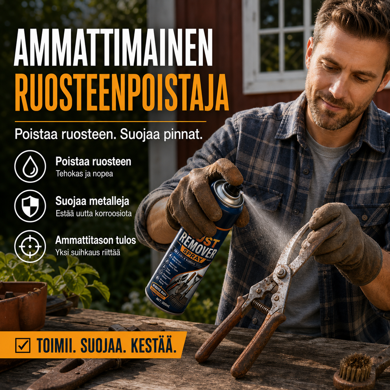 🔩⚡ 50 % ALENNUS! Kuin kääntäisit aikaa taaksepäin työkaluillesi! Suihkuta, pyyhi pois – ruoste liukenee sekunneissa ja näkymätön suoja suojaa sitä kuukausia uudelta ruosteelta.