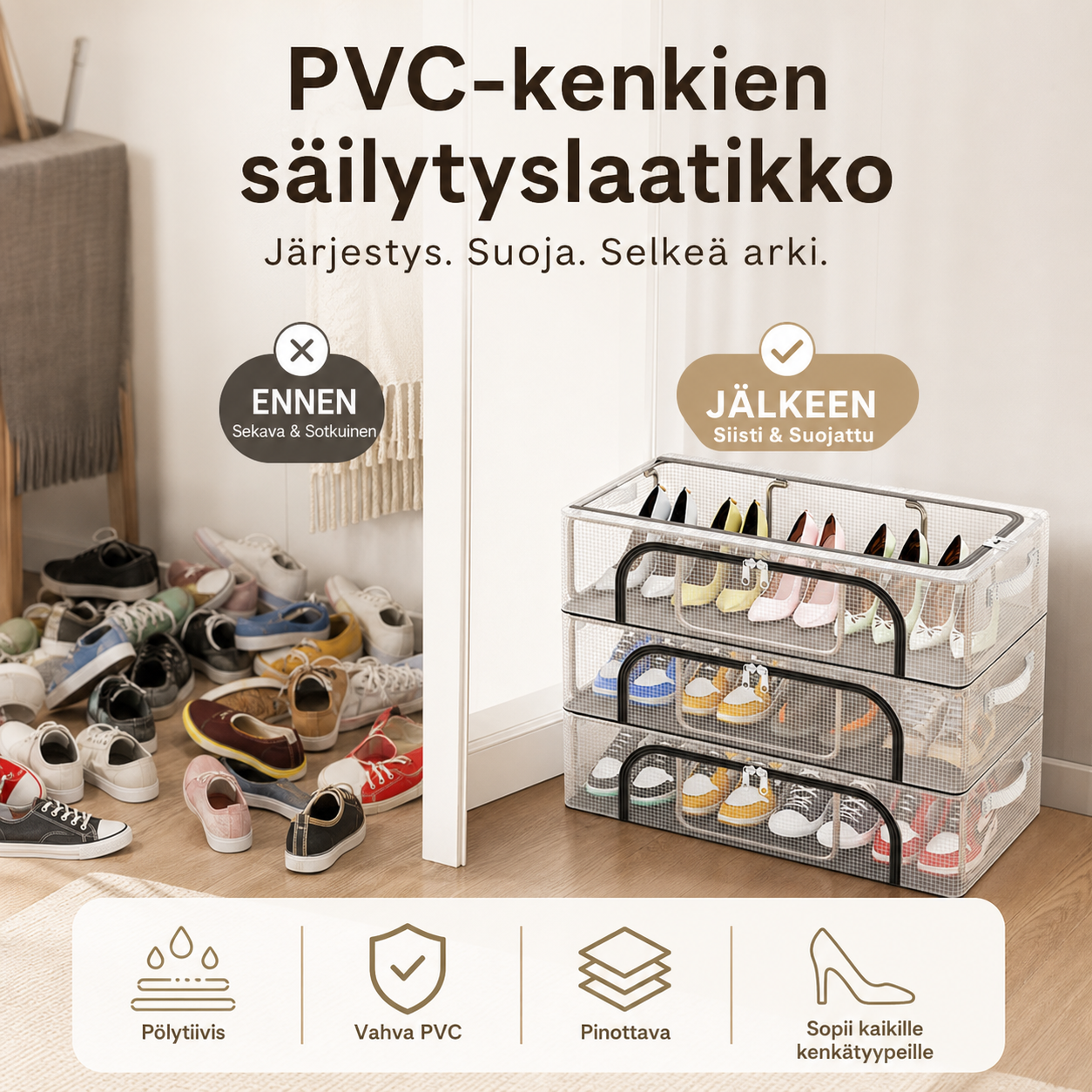 PVC-kenkien säilytyslaatikko - vedenpitävä ja kokoontaitettava